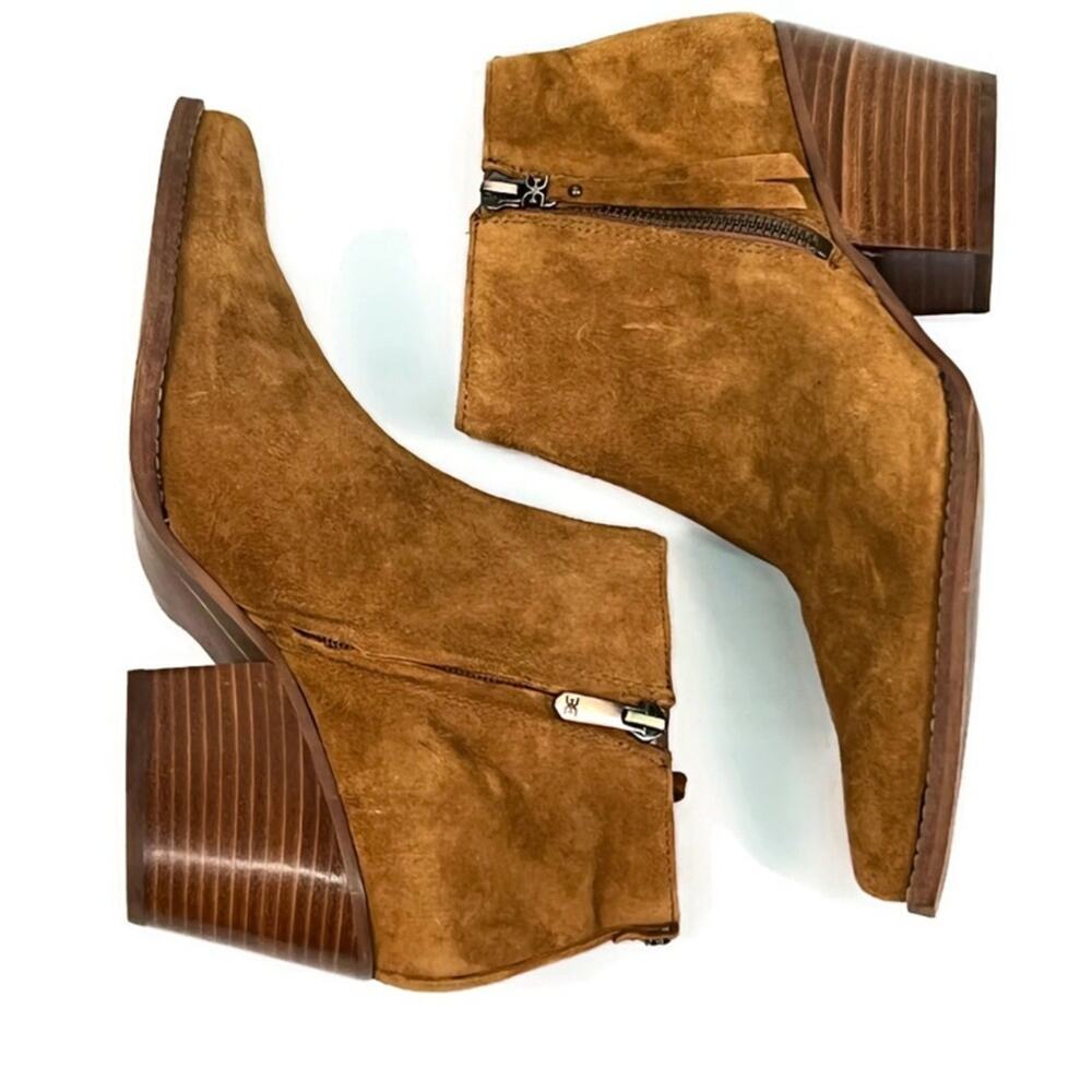SAM EDELMAN Walden Brown Suede Boot Women Sz 8.5 (Cognac Color) LIKE NEW!